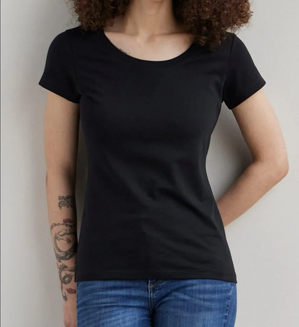 Women's Organic Pima Cotton Short Sleeve Slim Fit Scoop Neck Tee