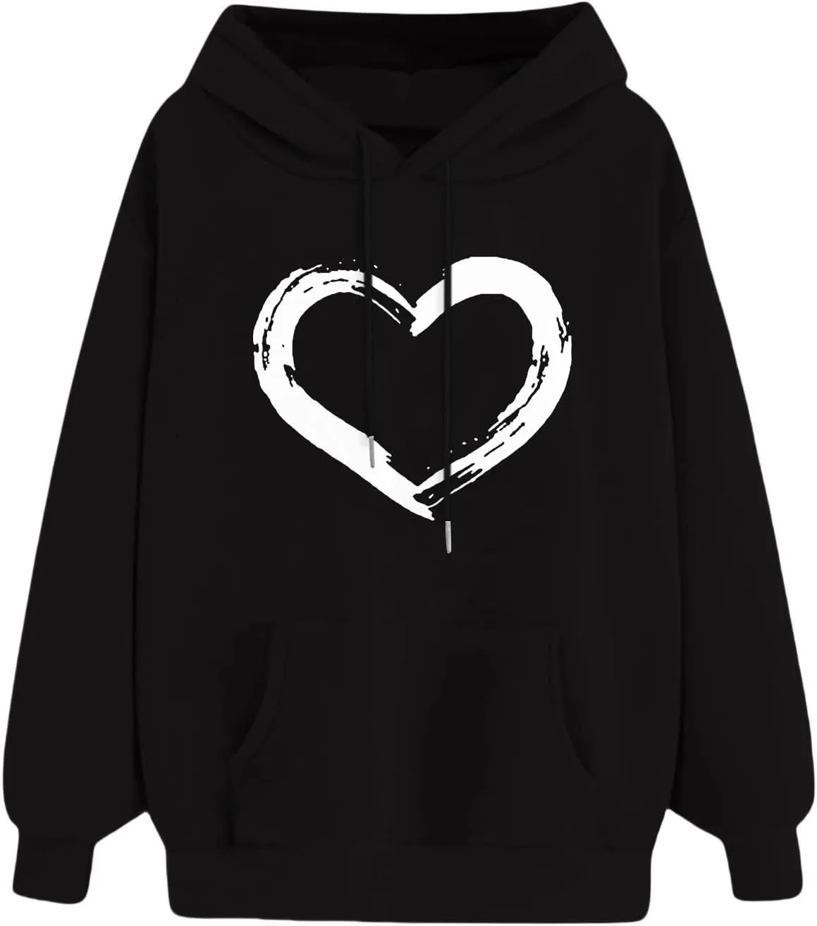 Womens Oversized Graphic Hoodies Casual Long Sleeve Heart Print Pullover Comfort Pocket Long Zip up Hoodie