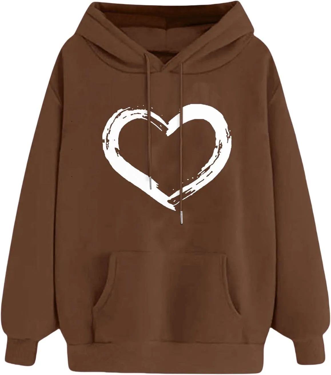 Womens Oversized Graphic Hoodies Casual Long Sleeve Heart Print Pullover Comfort Pocket Long Zip up Hoodie