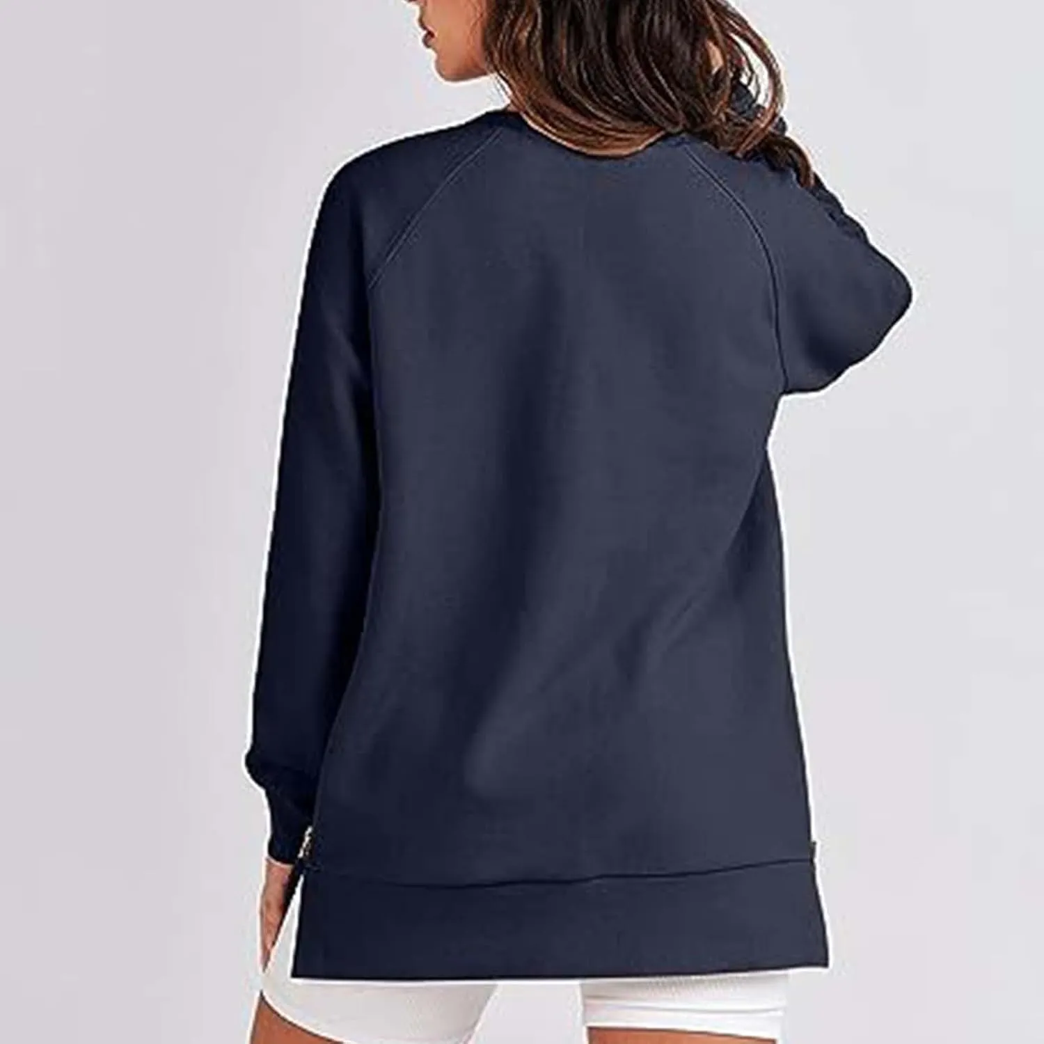 Womens Oversized Sweatshirt Crewneck Long Sleeve Tunic Pollover Side Zipper Hoodie Sweater 2024 Fall Clothes