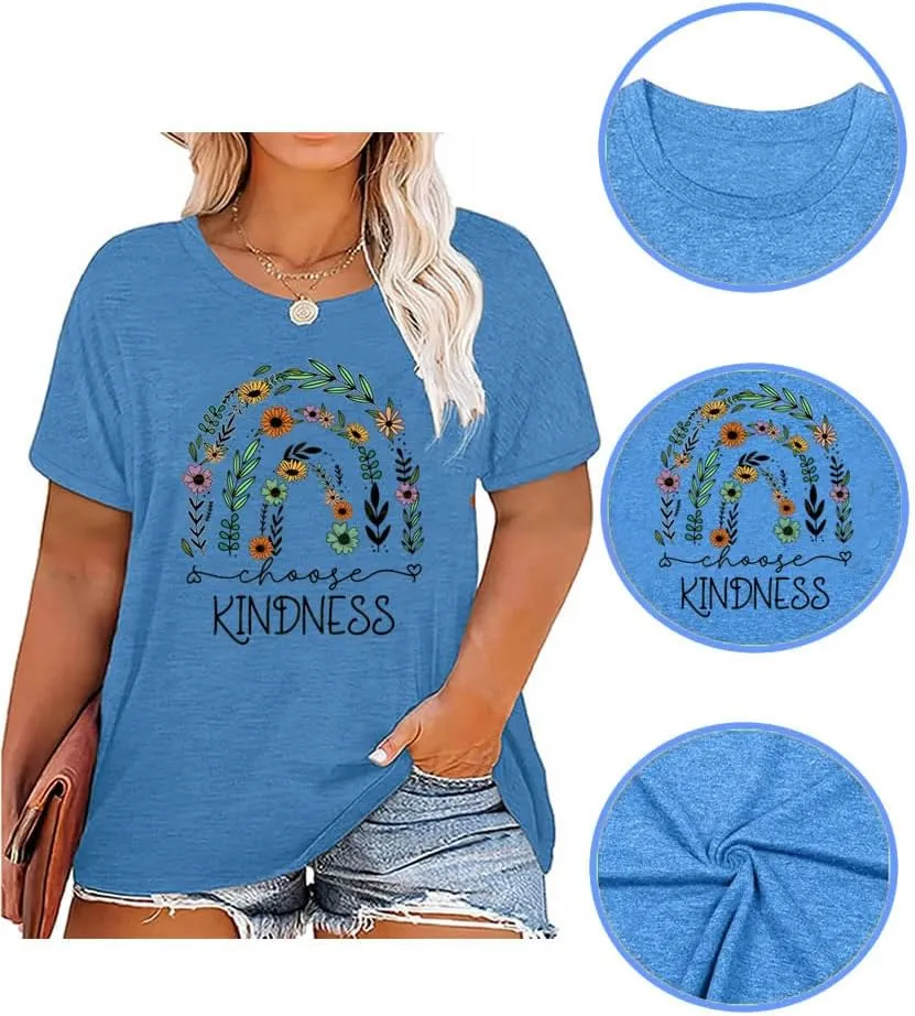 Women's Plus Size T-Shirt Good Day Floral Funny Printed Summer Casual Cute Short Sleeve Tees Tops