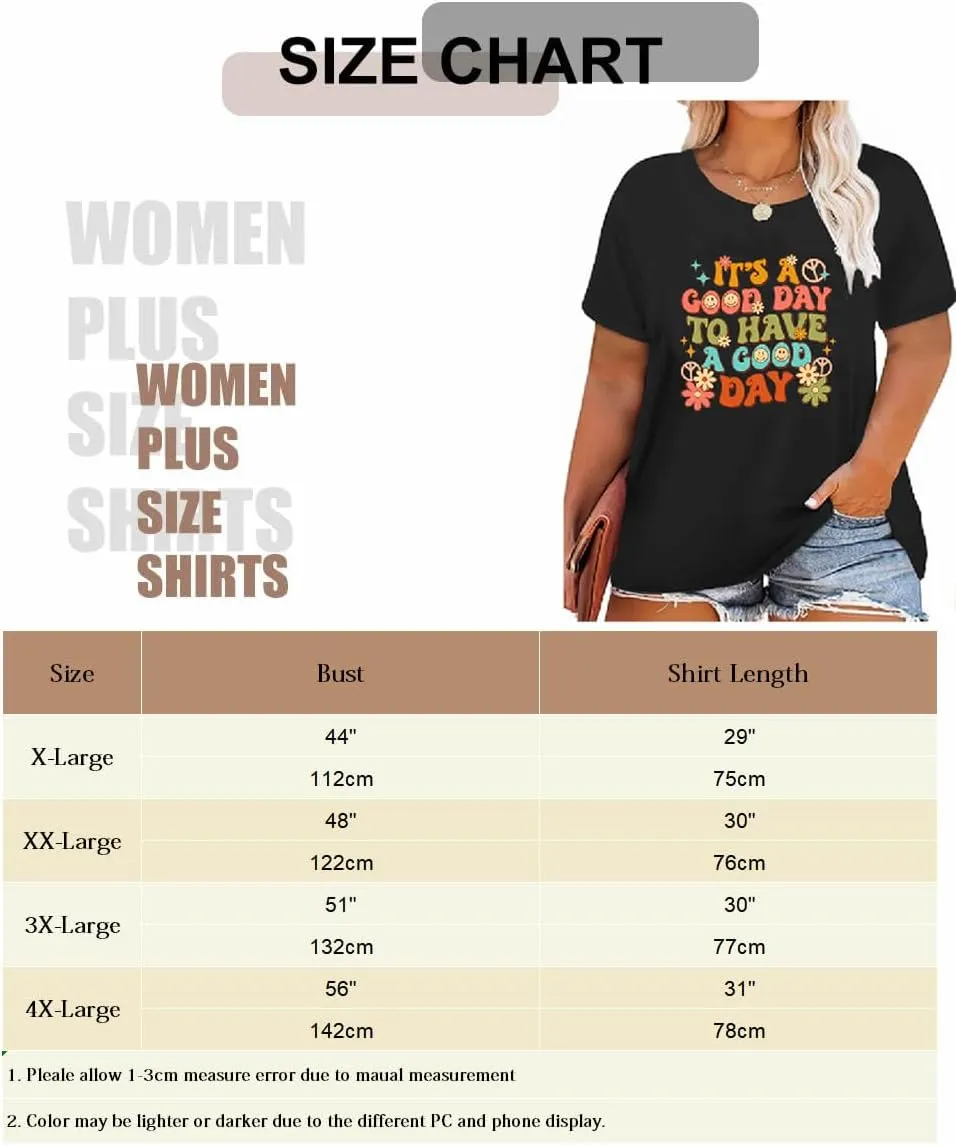 Women's Plus Size T-Shirt Good Day Floral Funny Printed Summer Casual Cute Short Sleeve Tees Tops
