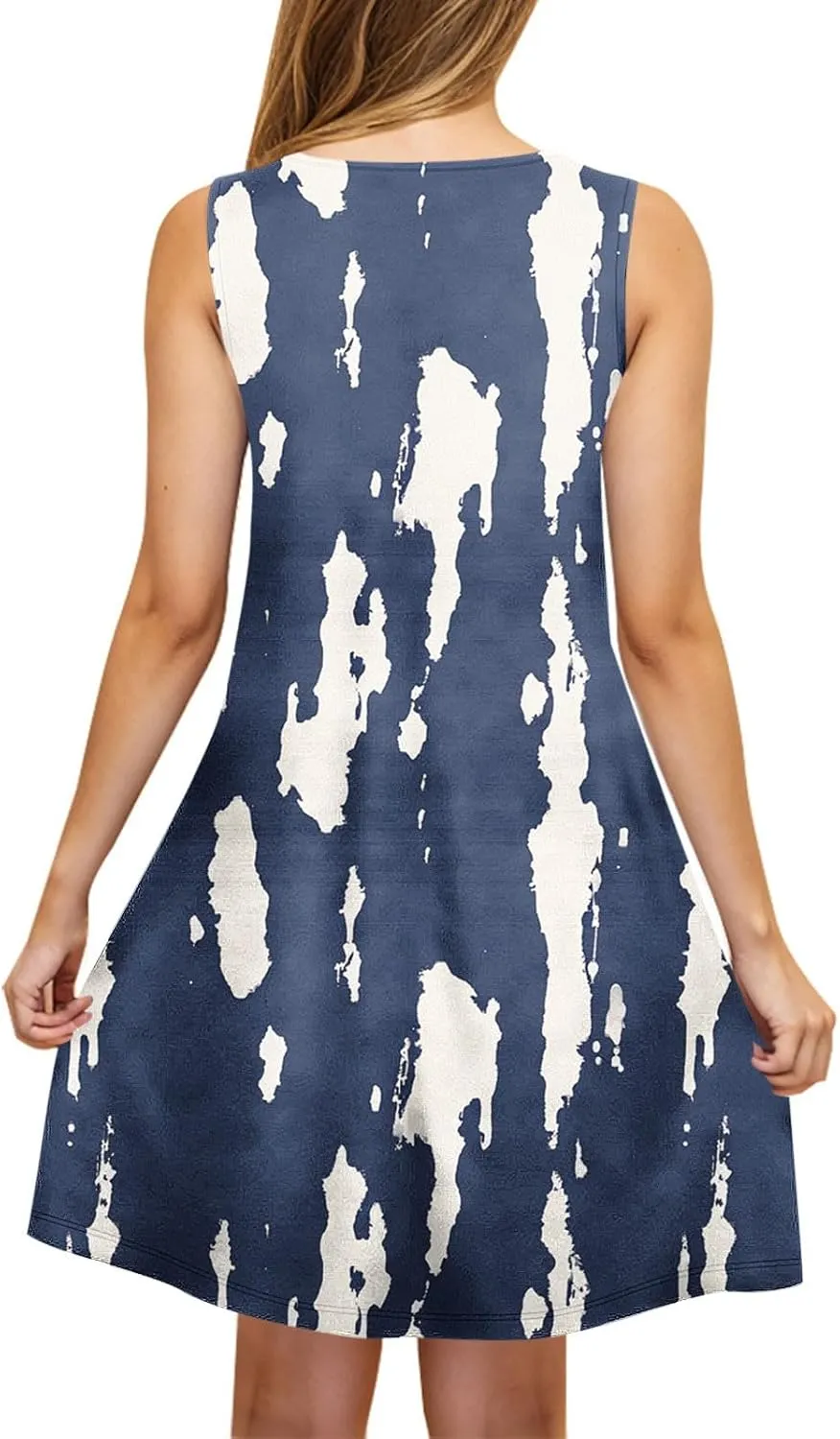 Womens Summer Dresses Casual Sleeveless Tshirt Sundress Loose Flowy Boho Floral Print Beach Cover Up Loose Tank Dress