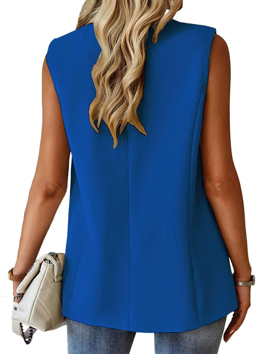 Women's Summer Suit Vest Tops Business Casual Sleeveless Blazer Fashion Casual Work Office Blazers Outerwear Waistcoat
