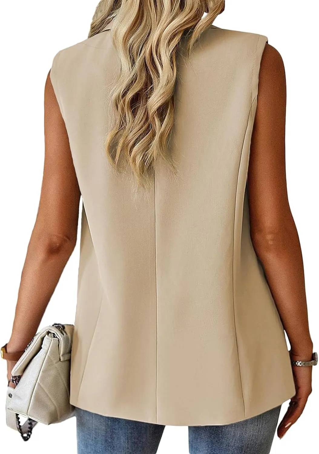 Women's Summer Suit Vest Tops Business Casual Sleeveless Blazer Fashion Casual Work Office Blazers Outerwear Waistcoat