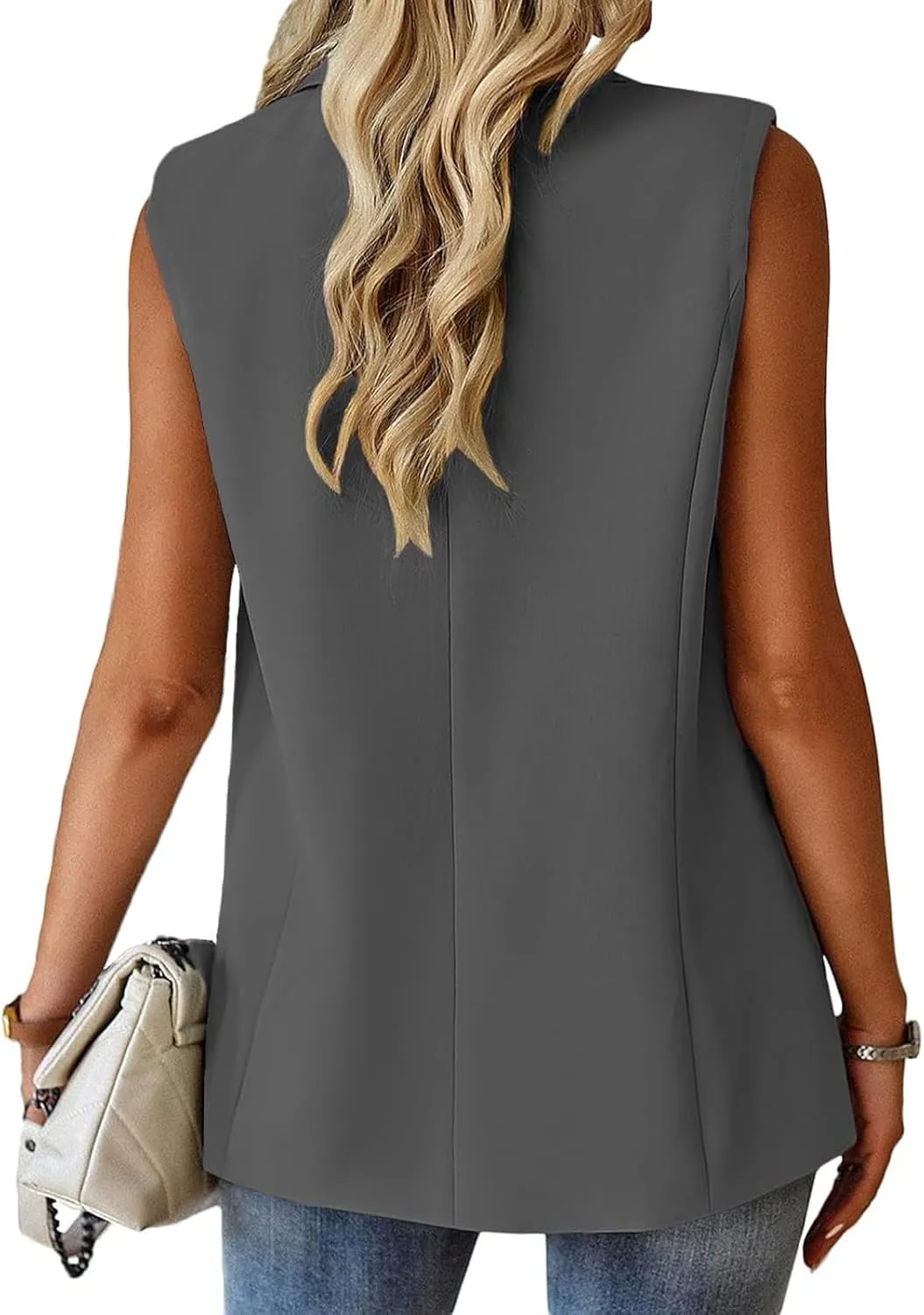 Women's Summer Suit Vest Tops Business Casual Sleeveless Blazer Fashion Casual Work Office Blazers Outerwear Waistcoat