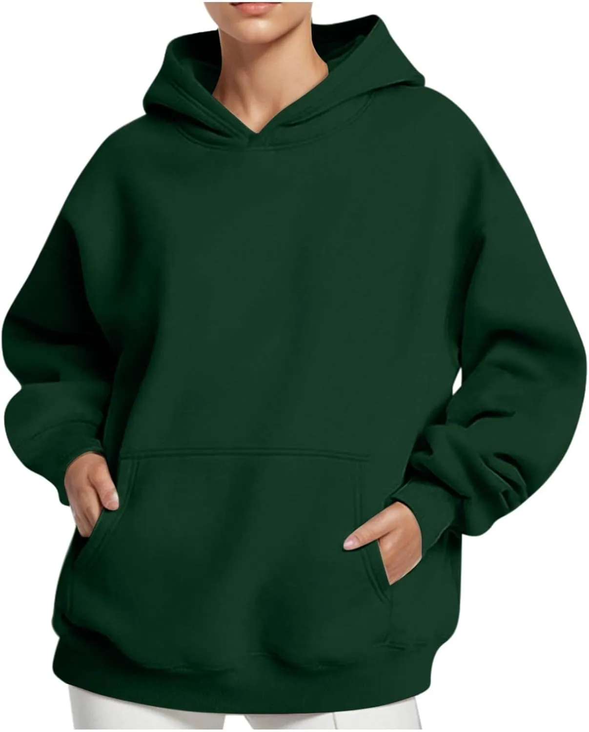 Womens Thick Oversized Pullover Hoodie with Front Pocket Casual Loose Fit Sweatshirt 2025 Fashion Fleece Sweater Tuinc
