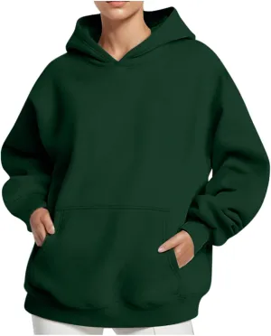 Womens Thick Oversized Pullover Hoodie with Front Pocket Casual Loose Fit Sweatshirt 2025 Fashion Fleece Sweater Tuinc
