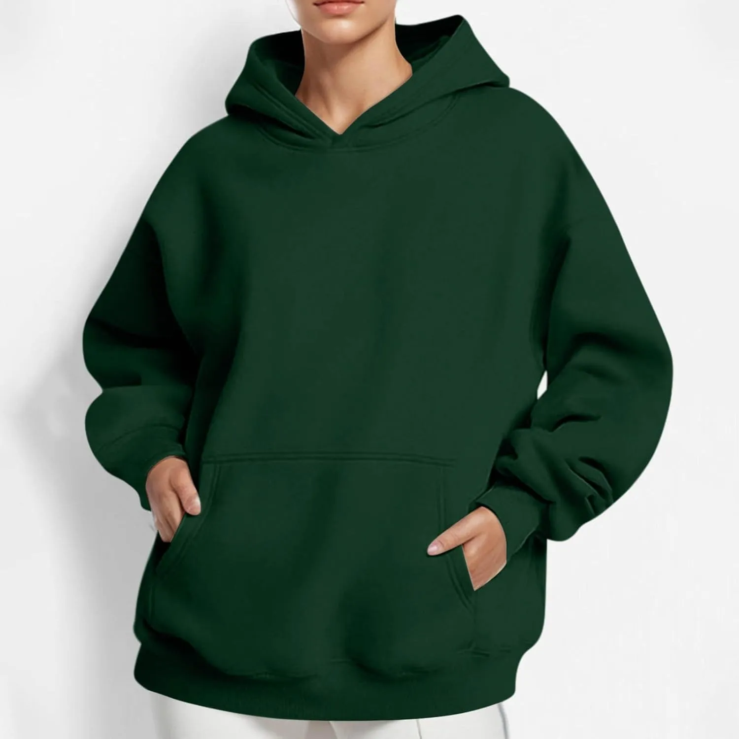 Womens Thick Oversized Pullover Hoodie with Front Pocket Casual Loose Fit Sweatshirt 2025 Fashion Fleece Sweater Tuinc