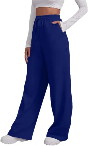 Women's Wide Leg Sweatpants 2025 Trendy Athletic Baggy Sweat Pants High Waist Drawstring Casual Loose Lounge Trousers