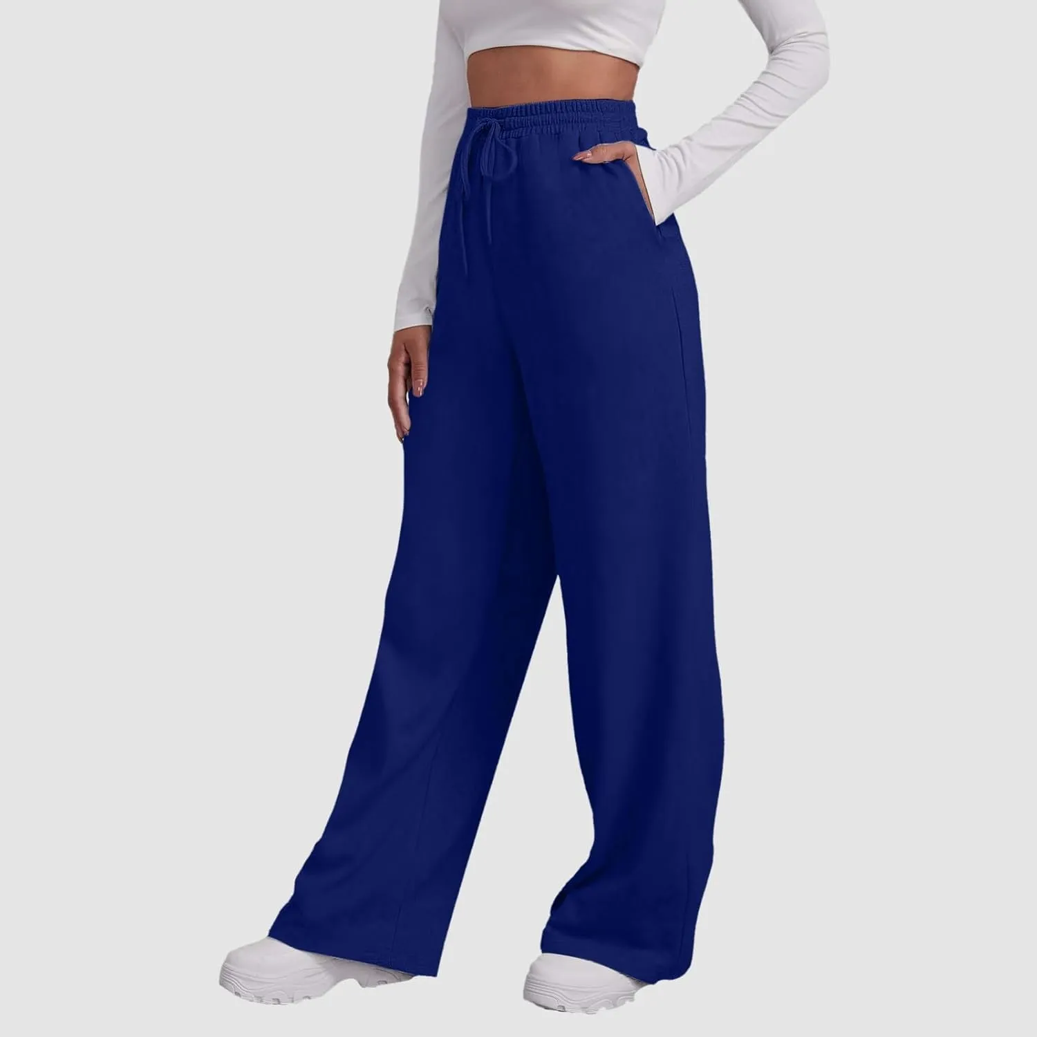 Women's Wide Leg Sweatpants 2025 Trendy Athletic Baggy Sweat Pants High Waist Drawstring Casual Loose Lounge Trousers