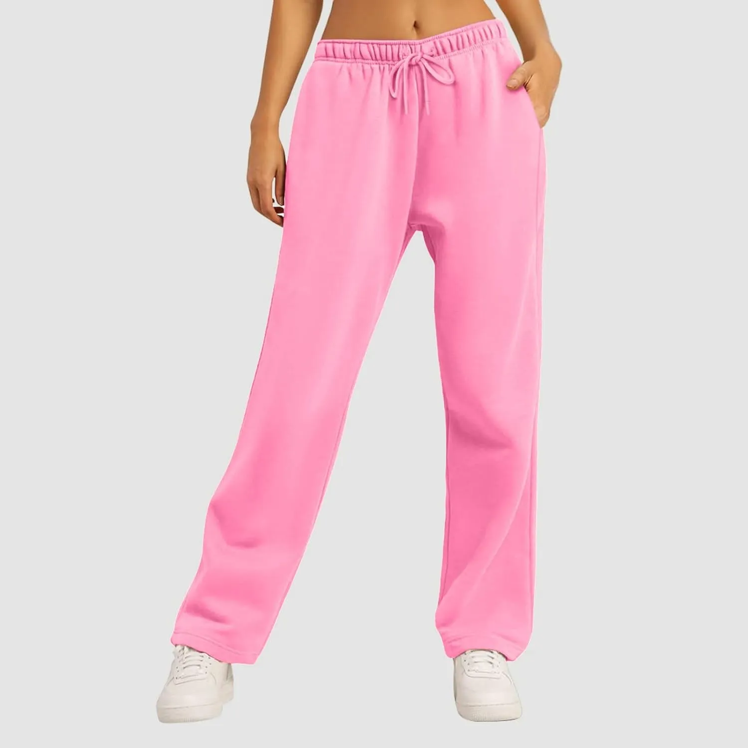 Women's Wide Leg Sweatpants 2025 Trendy Athletic Baggy Sweat Pants High Waist Drawstring Casual Loose Lounge Trousers