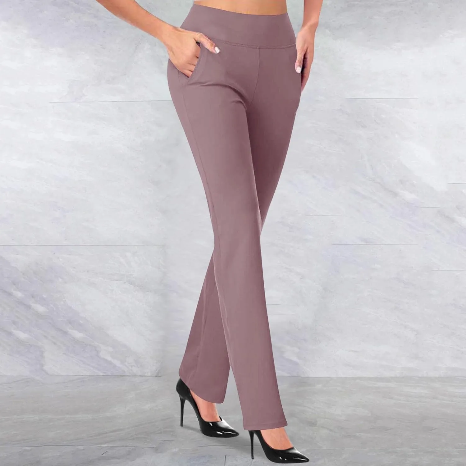 Work Pants for Women 2025 High Waist Stretch Soft Comfy Athletic Workout Yoga Dressy Pants Casual Business Trousers