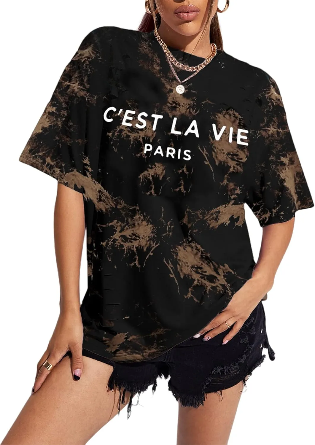 Zoyami Womens Oversized T Shirt Graphic Tee Casual Summer Loose Short Sleeve Top